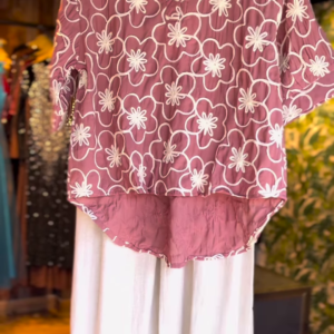 🌸 Mauve Blossom Floral High-Low Co-Ord Set (2-Piece)