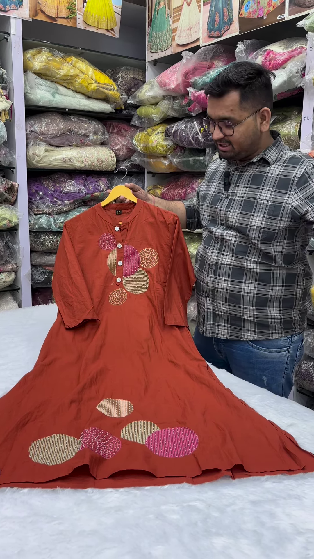 Cream Hand-Painted Floral Kurti with Pant – Elegant Ethnic Wear Set - Image 4