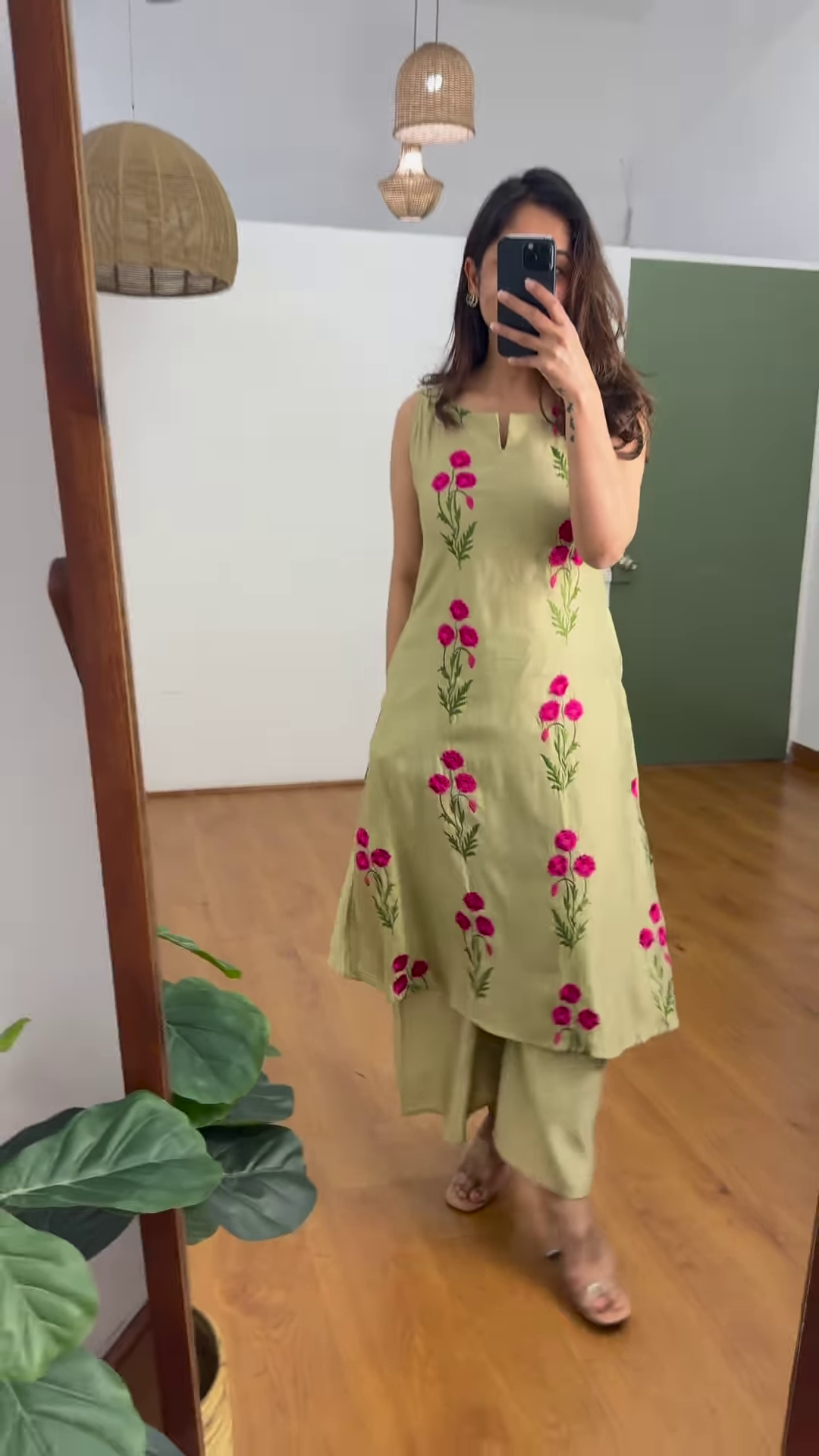 Olive Bloom Embroidered Co-Ord Set – Ethnic Charm with a Modern Twist