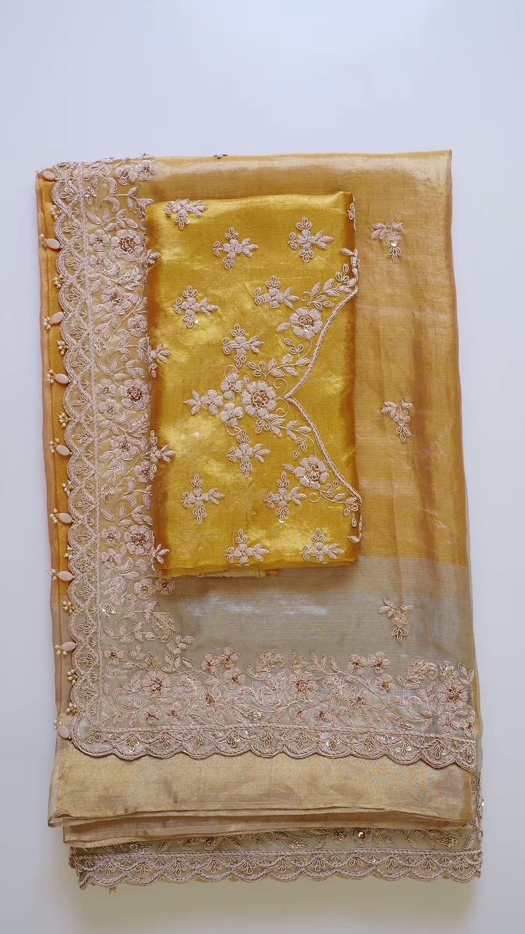 Golden Radiance Organza Embroidered Suit Set