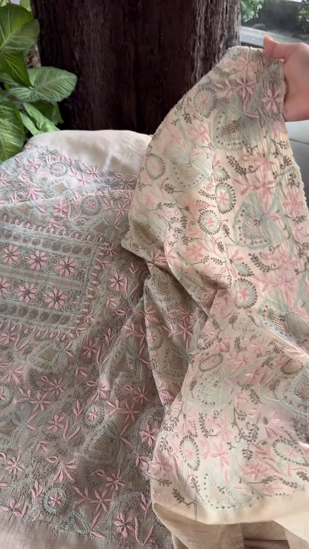 Blush Petal Beige Hand-Embroidered Suit Set - Image 2