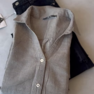 Classic Grey Pinstripe Casual Shirt & Denim Combo