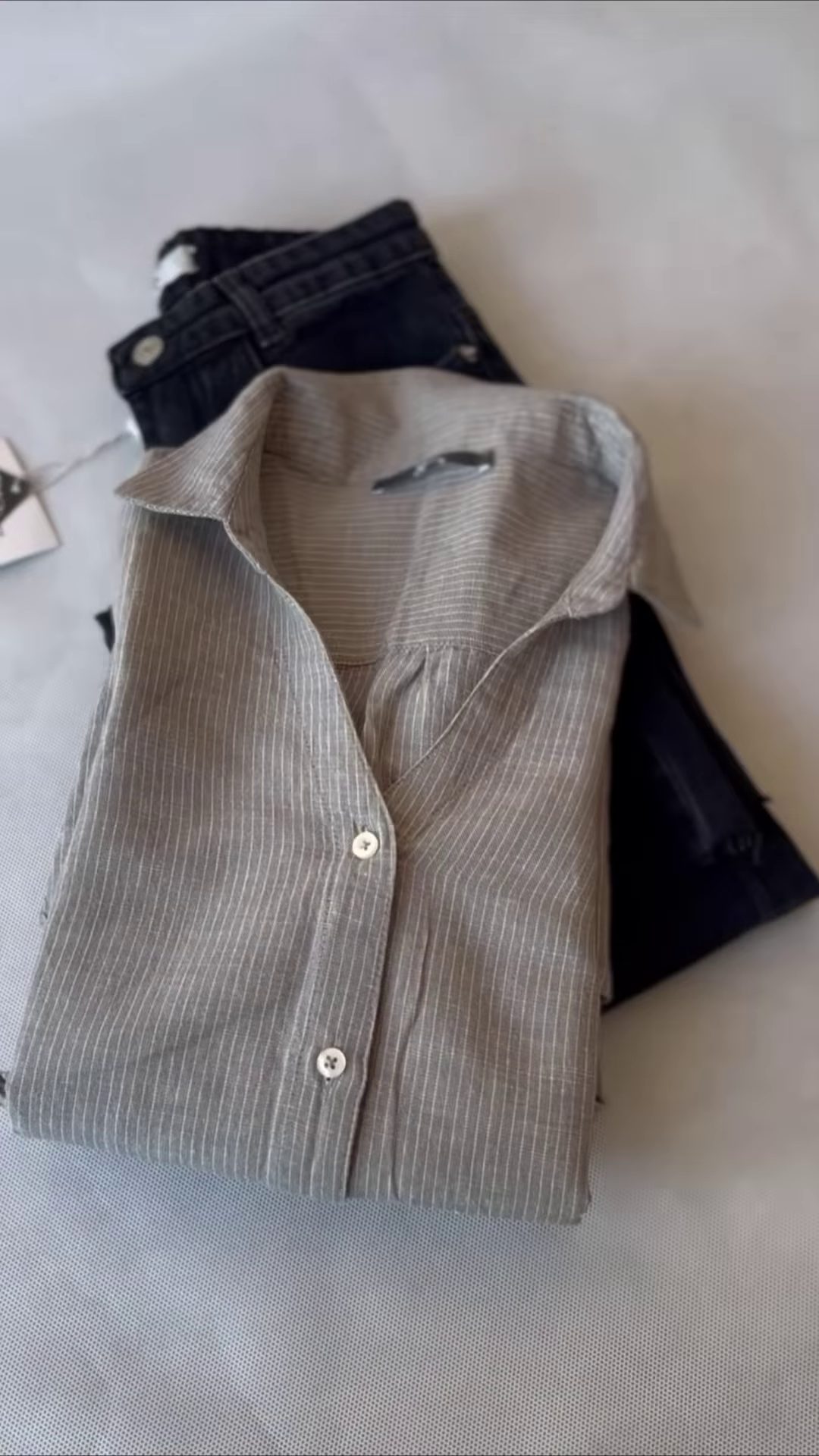 Classic Grey Pinstripe Casual Shirt & Denim Combo