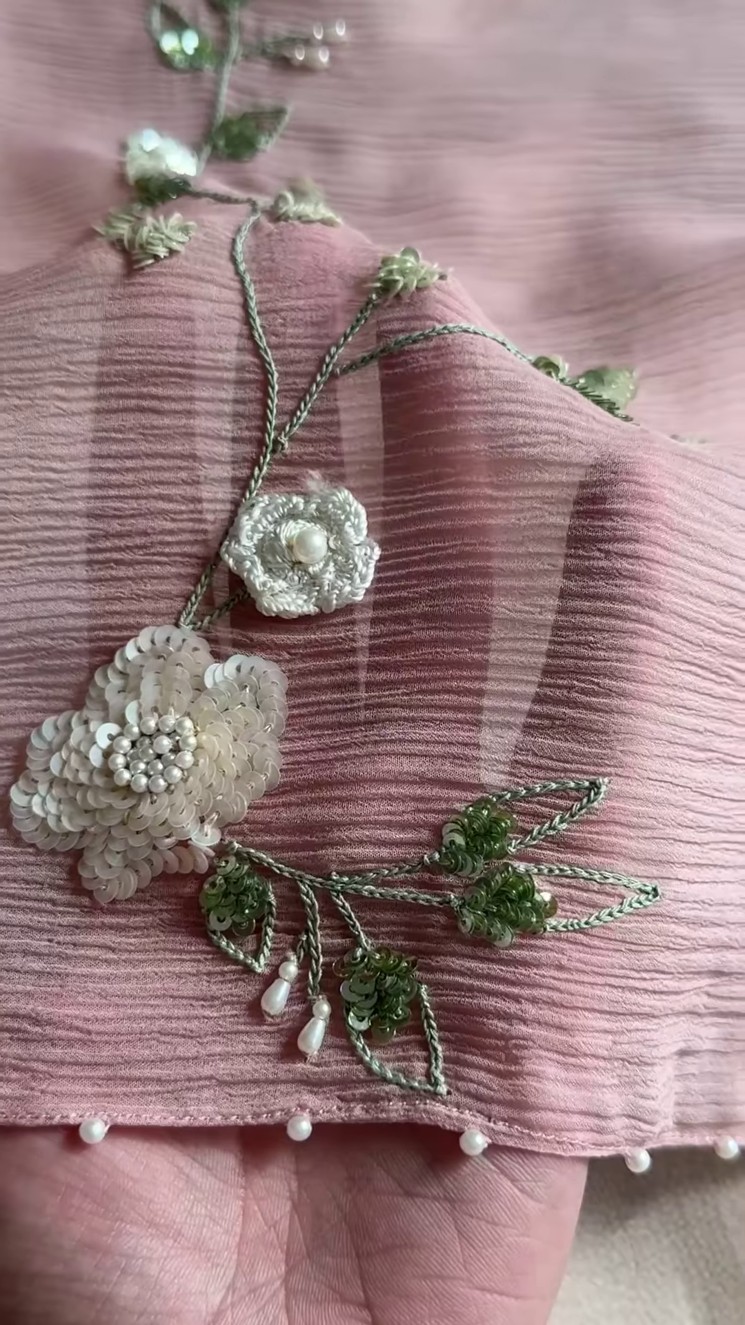 Blush Pink Embroidered Tie-Up Blouse - Image 3