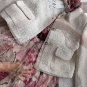 Vintage Rose Floral Chiffon Dress with Belt