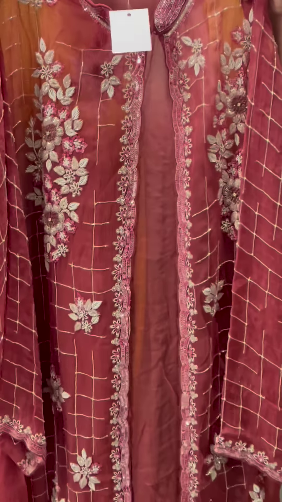 Deep Wine Velvet Net Kurta Set with Floral Sequin Embroidery - Image 4