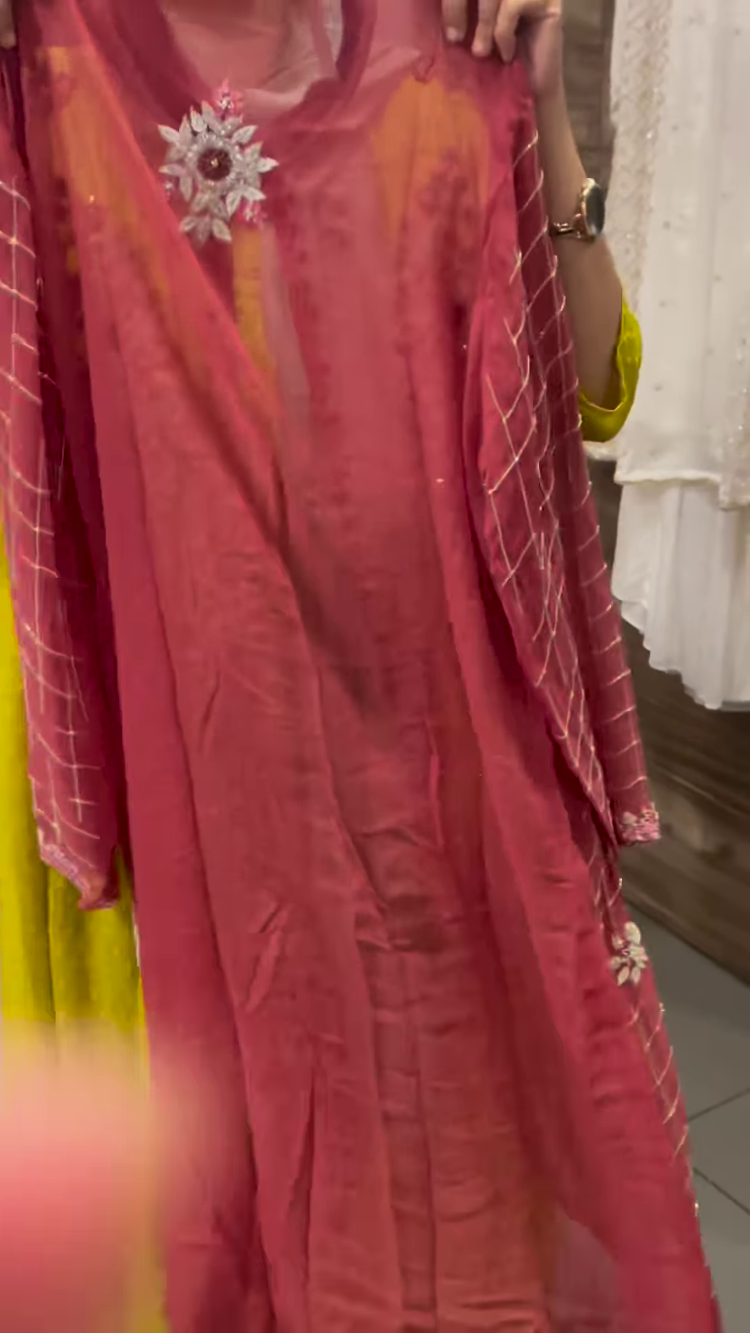 Deep Wine Velvet Net Kurta Set with Floral Sequin Embroidery - Image 3