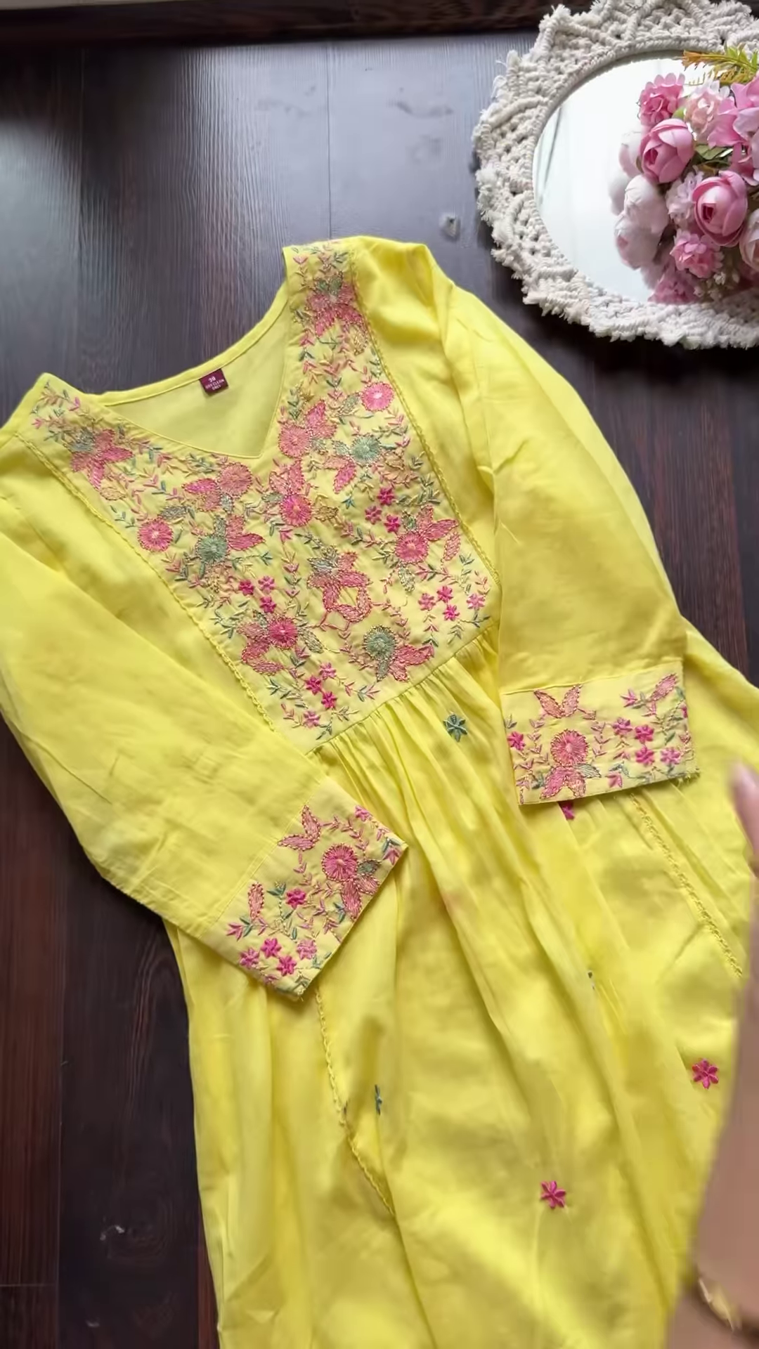 Pastel Cotton Kurta Sets with Hand Embroidered Neckline – Set of 2 (Sky Blue & Yellow)