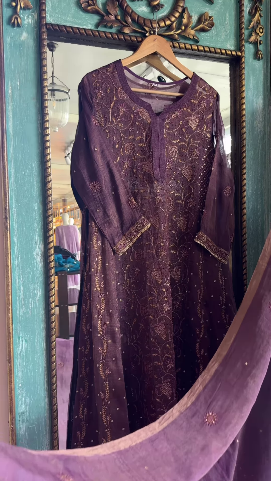 Royal Purple Chanderi Silk Kurta Set with Intricate Thread Embroidery & Handcrafted Detailing