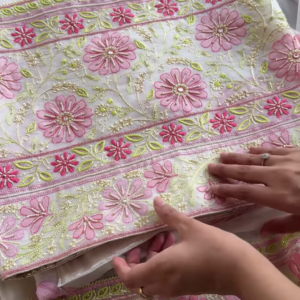 Gulbahar Blush Pink Floral Embroidered Organza Suit Set