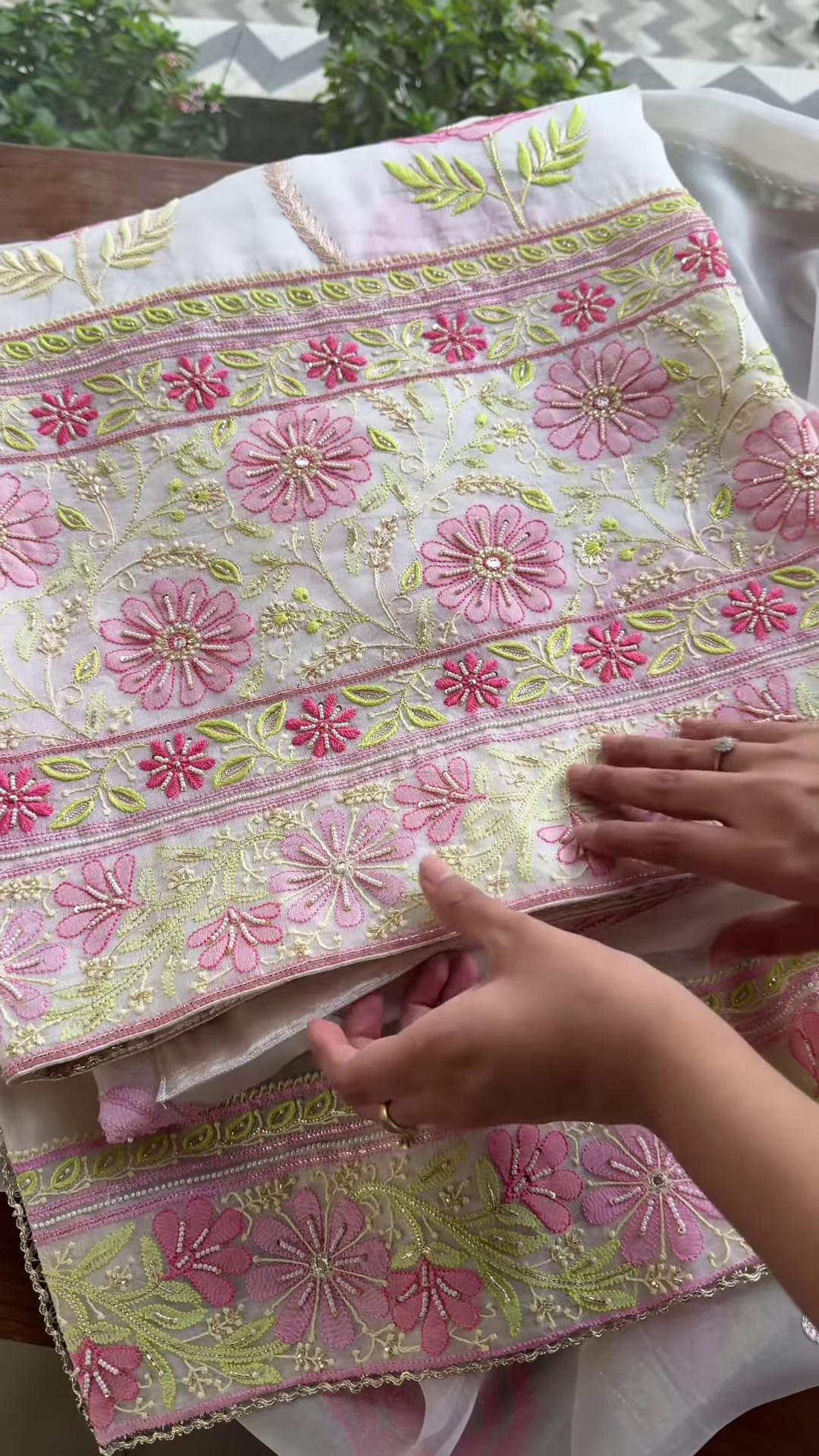 Gulbahar Blush Pink Floral Embroidered Organza Suit Set