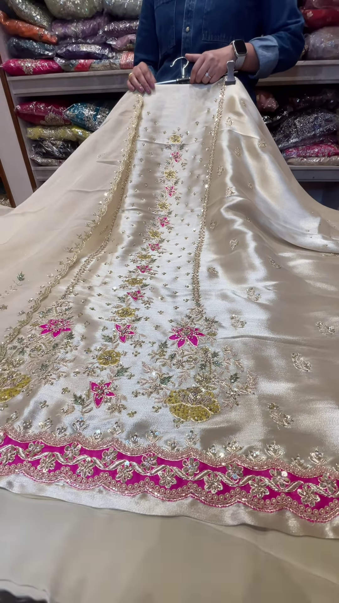 Ivory Silk Embroidered Lehenga Set