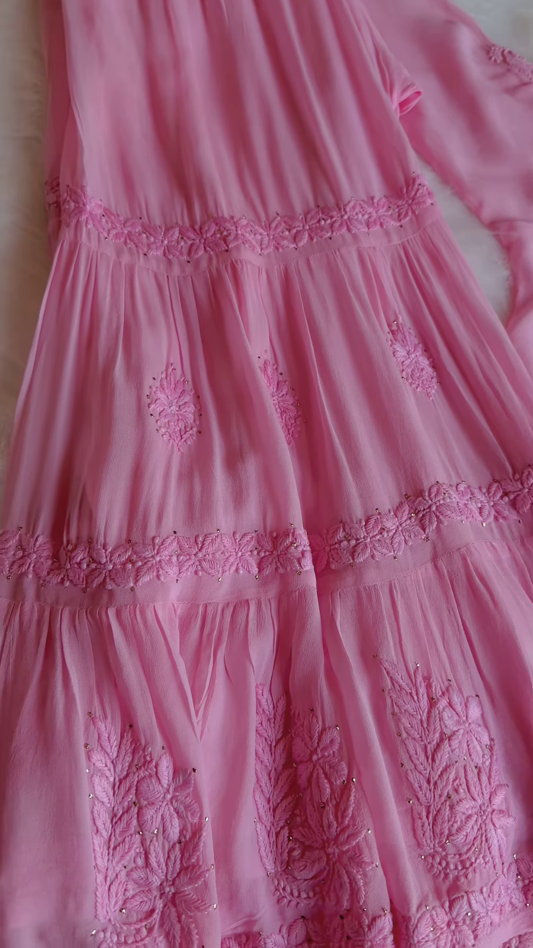 Roseblush Embroidered Chiffon Long Dress