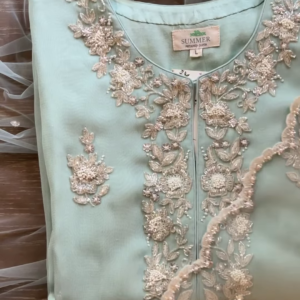 Light Blue Embroidered Unstitched Chanderi Suit Set