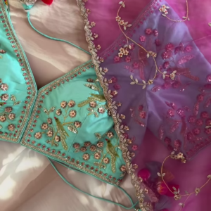 Fuchsia Floral Gota Patti Embroidered Dupatta