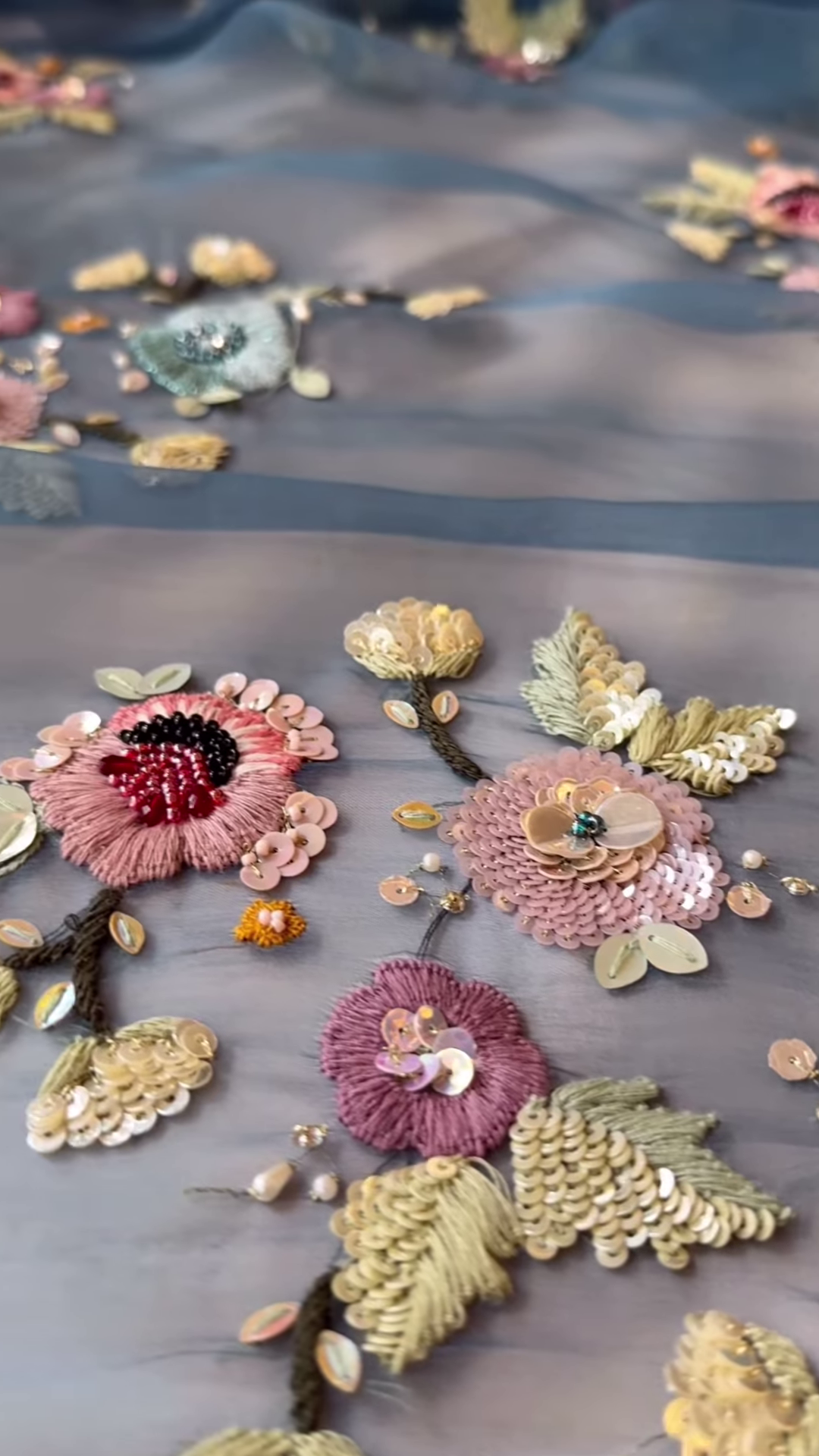 Pastel Floral Sequined Embroidered Blouse - Image 2