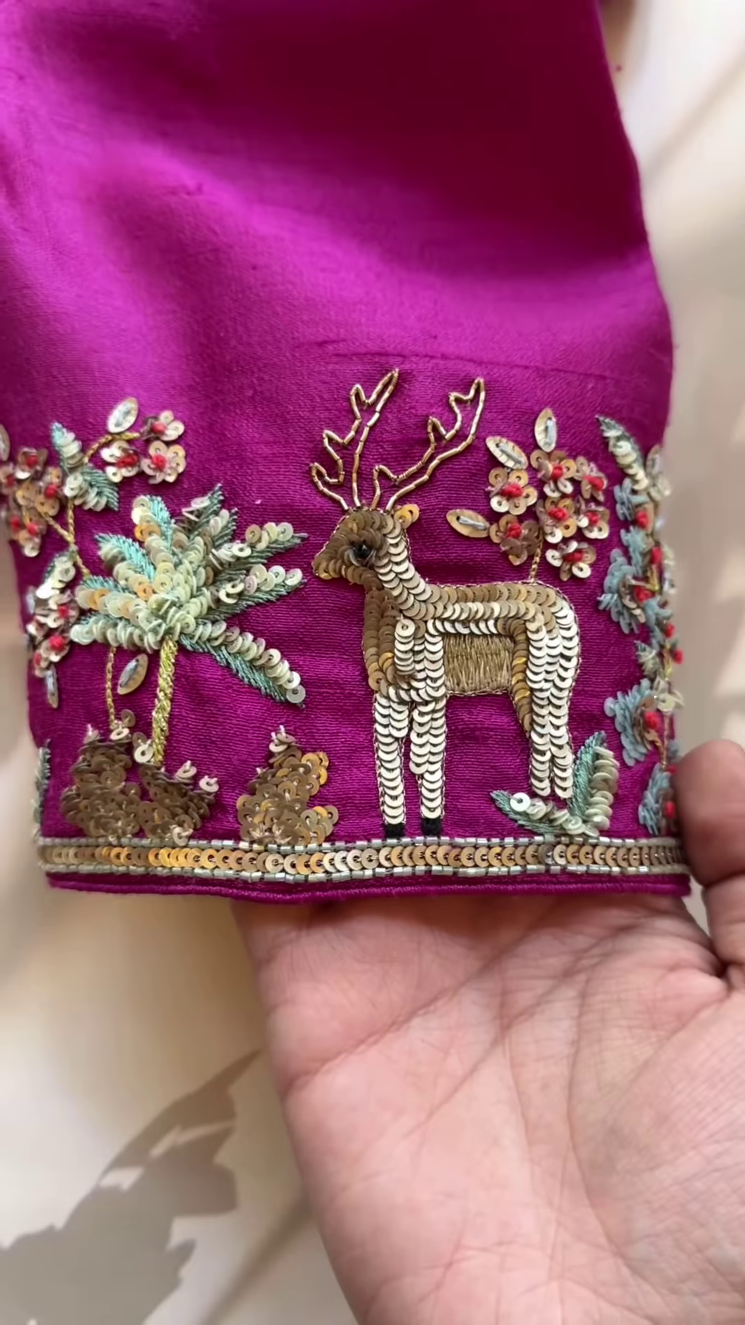 Fuchsia Floral Sequin Embroidered Unstitched Suit Set