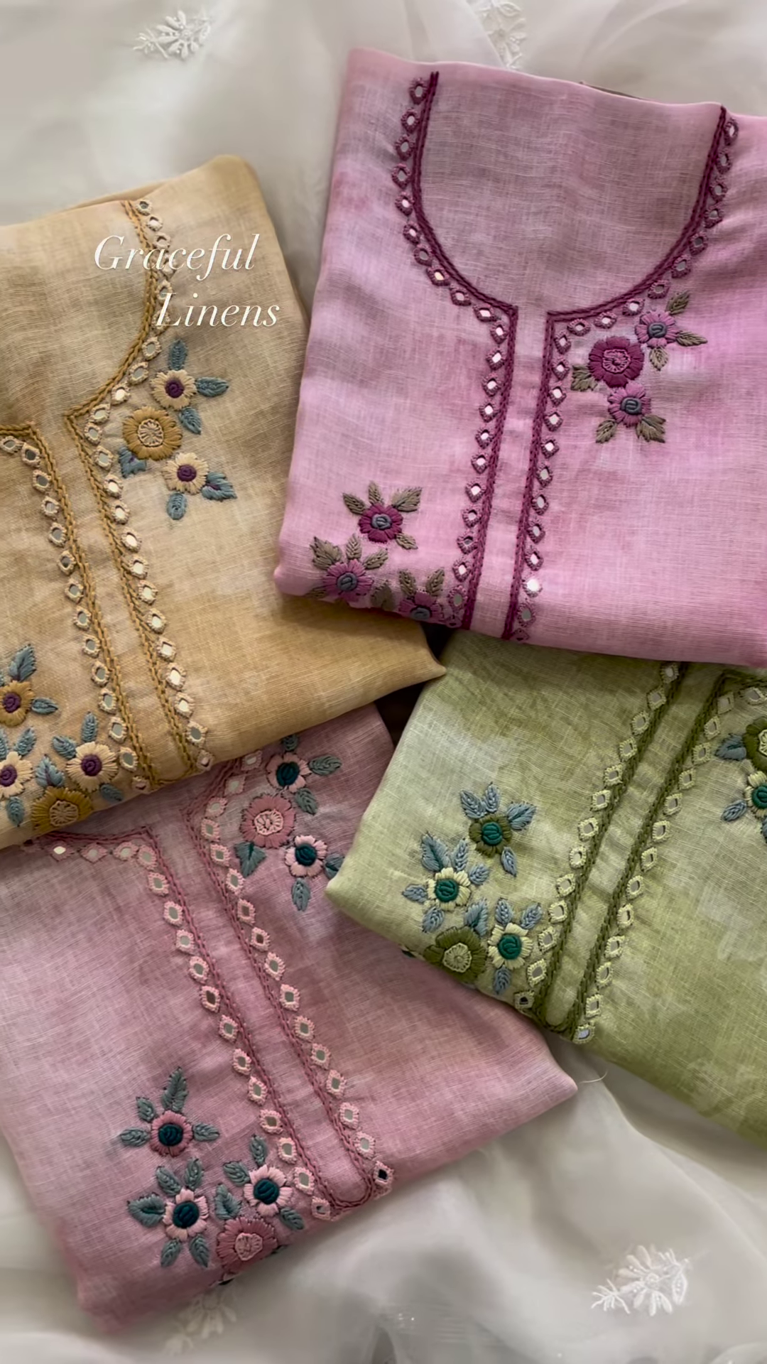 Pastel Floral Embroidered Linen Blend Unstitched Suit Set Duo - Image 2