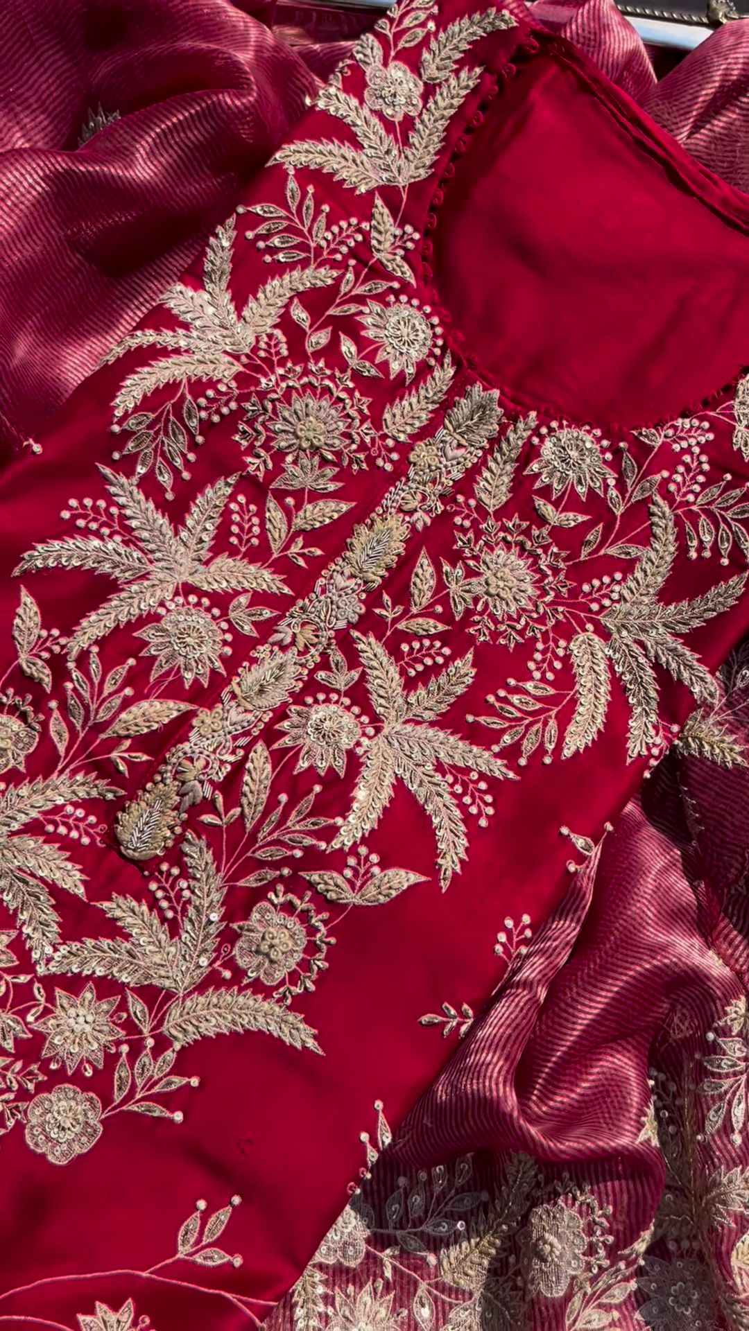Crimson Zari Embroidered Unstitched Suit Set - Image 3