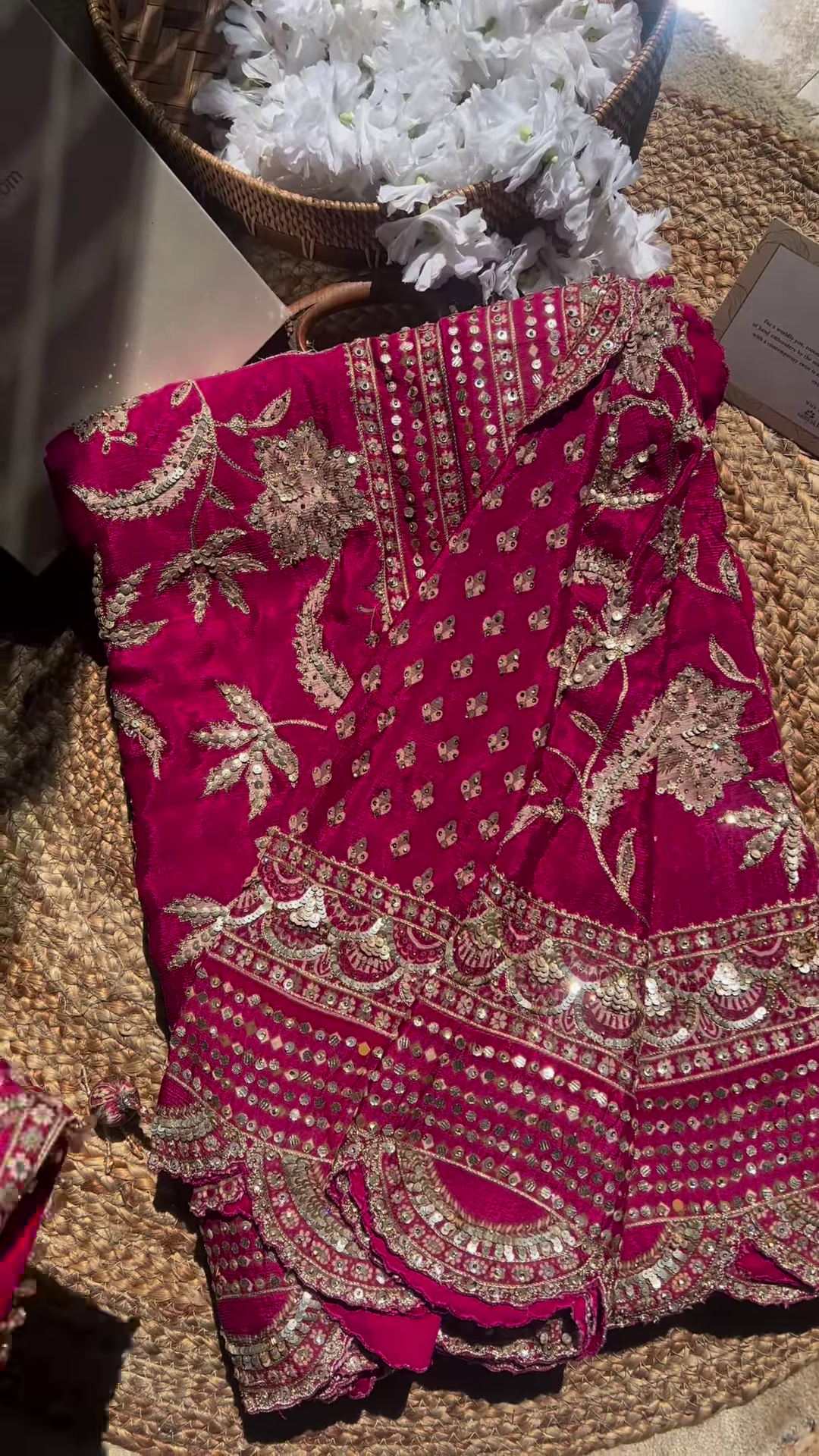 Rani Pink Mirror and Zari Embroidered Lehenga Choli Set - Image 4