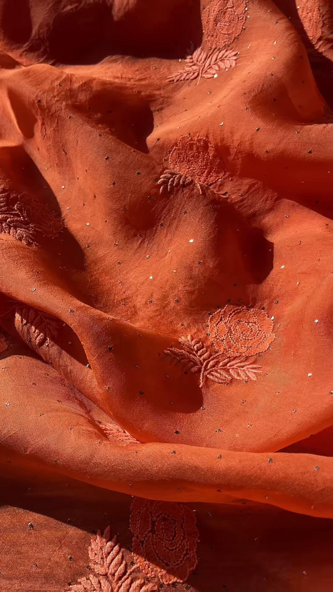 Coral Floral Embroidered Sequin Unstitched Suit Set - Image 5