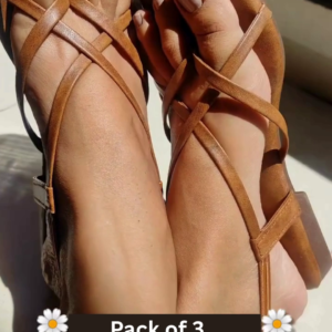 Multi-Strap Heeled Sandals with Square Toe