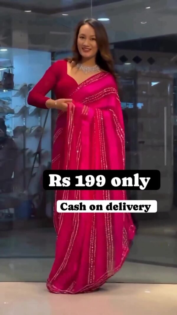 Embellished Organza Saree - Image 2