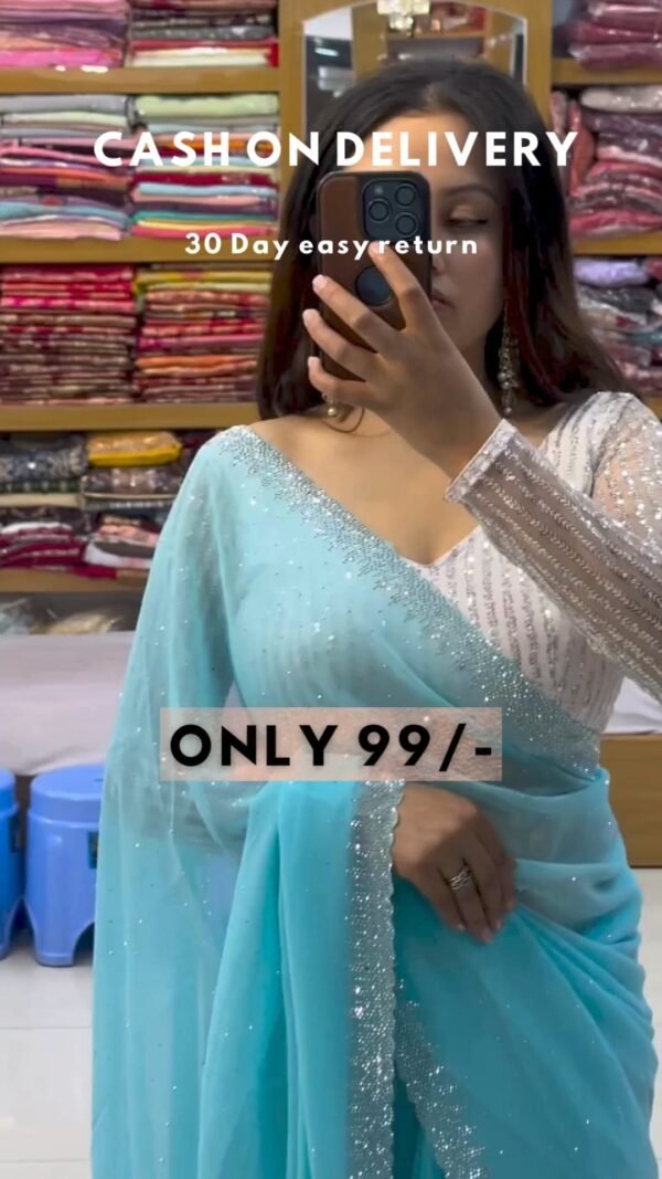 Beautiful Boutique Designer Pure Georgette Sequence Saree