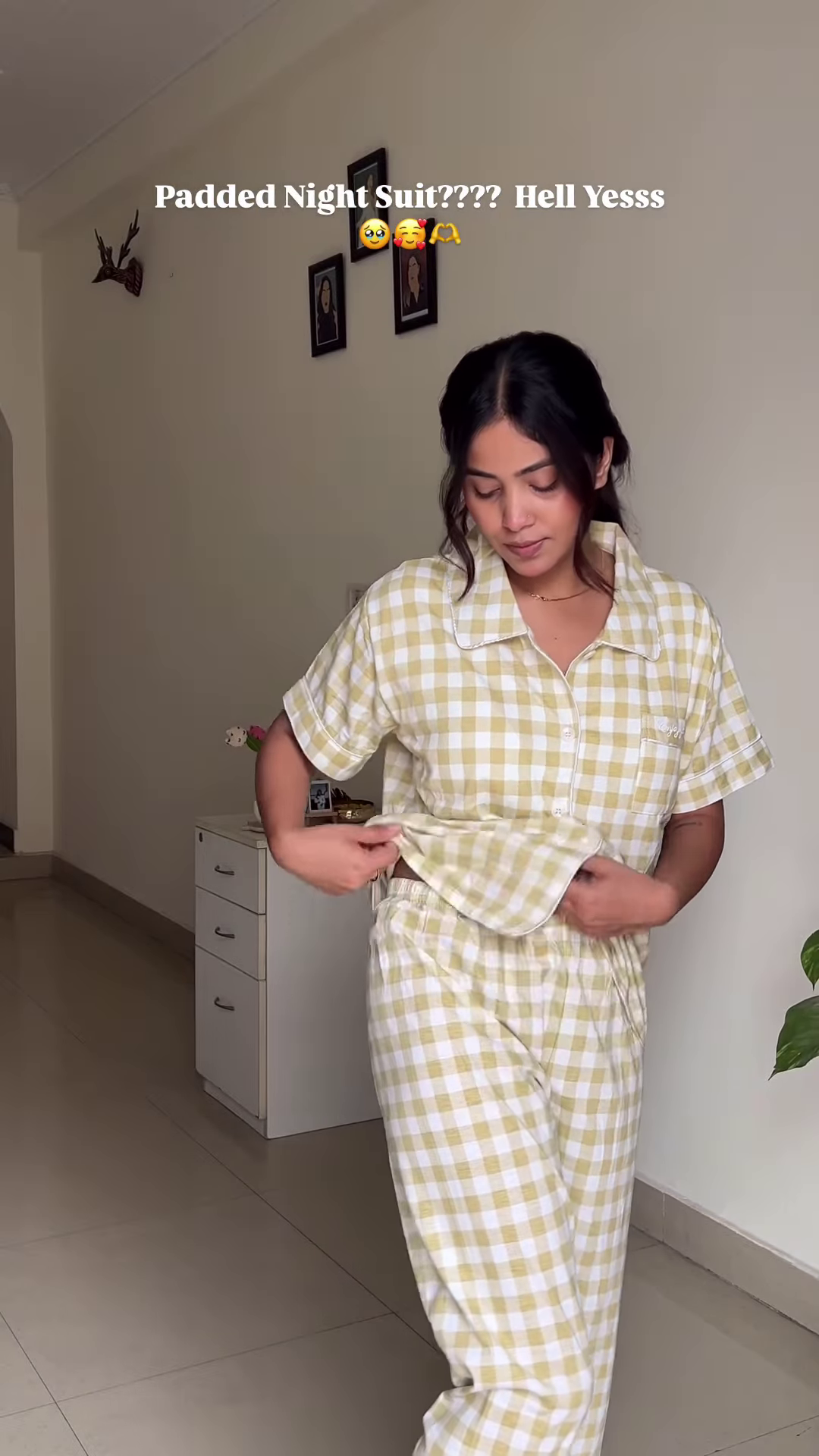 Padded Cotton Night Suit – Yellow Gingham Co-Ord Set for Ultimate Comfort & Style - Image 8