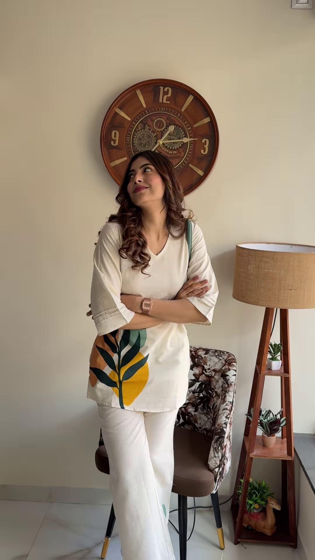 Elegant Navy Blue Floral Print Co-ord Set - Stylish Women's Top and Trousers Outfit - Image 7