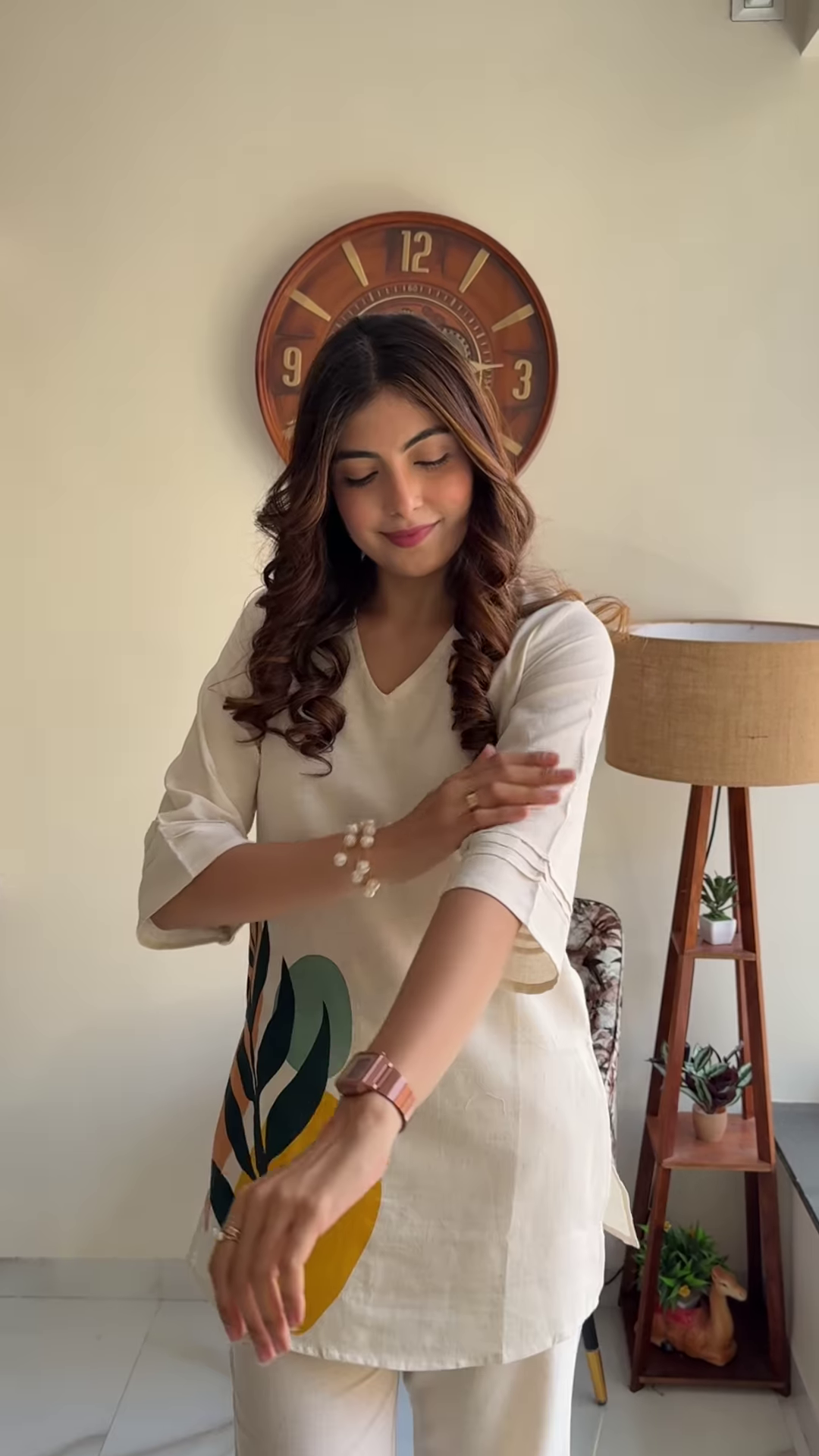 Elegant Navy Blue Floral Print Co-ord Set - Stylish Women's Top and Trousers Outfit - Image 3