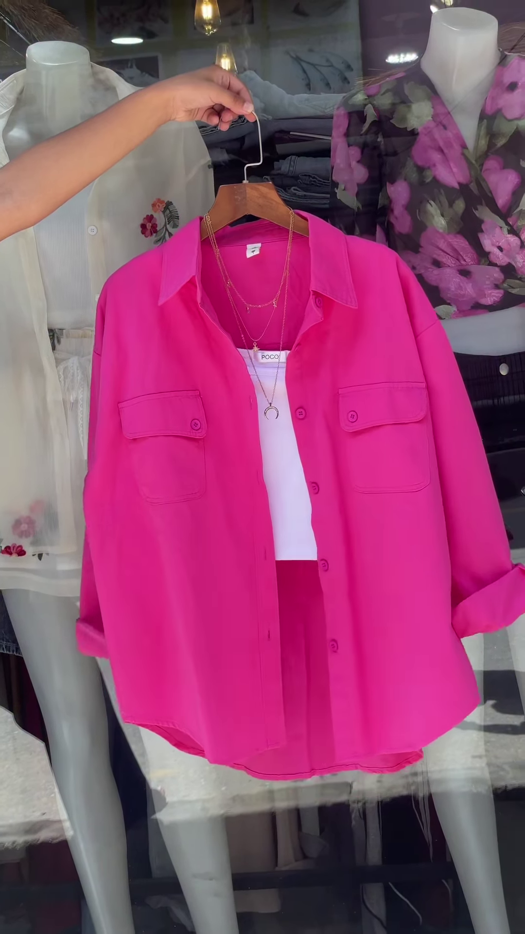 Vibrant Green Oversized Button-Down Shirt - Women's Stylish Casual Top with Pockets - Image 7