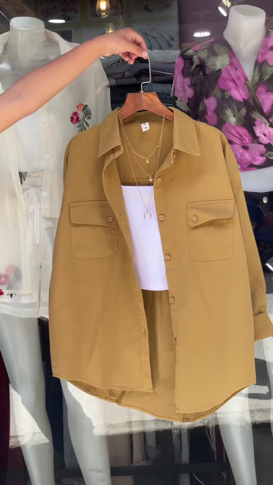 Vibrant Green Oversized Button-Down Shirt - Women's Stylish Casual Top with Pockets - Image 2