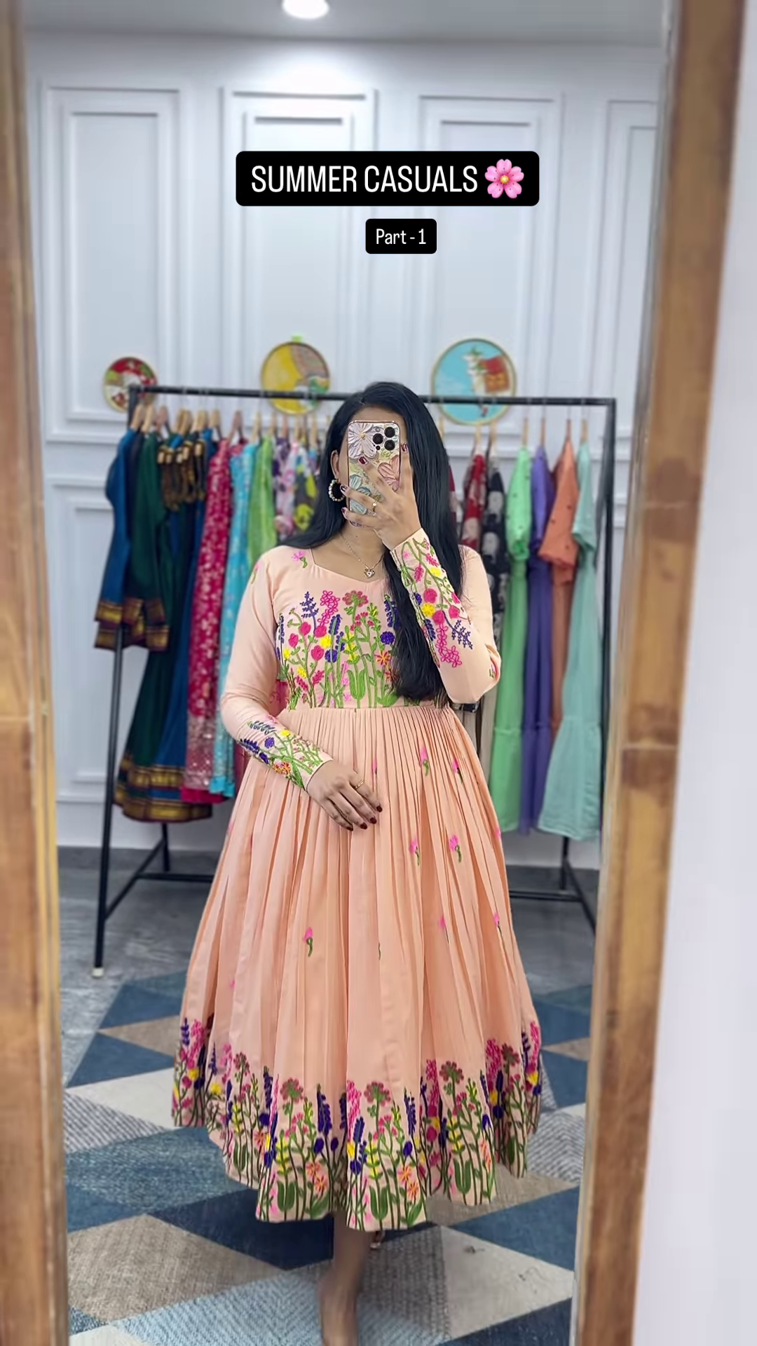 Women’s Light Green Tiered Ruffle Dress – Summer Casualwear with Mirror Portrait Styling - Image 4