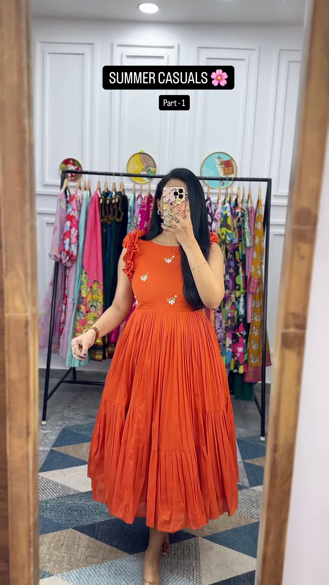 Women’s Light Green Tiered Ruffle Dress – Summer Casualwear with Mirror Portrait Styling - Image 3