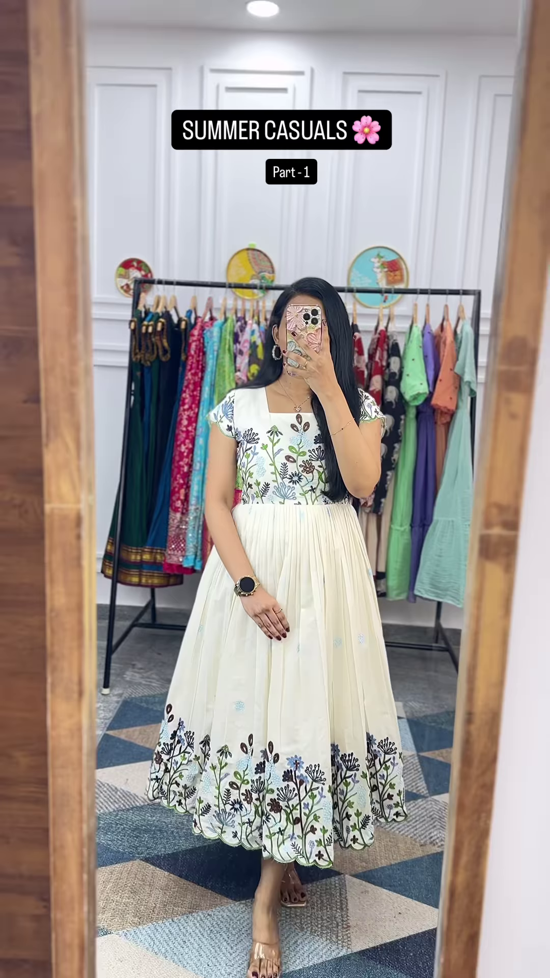 Women’s Light Green Tiered Ruffle Dress – Summer Casualwear with Mirror Portrait Styling - Image 12