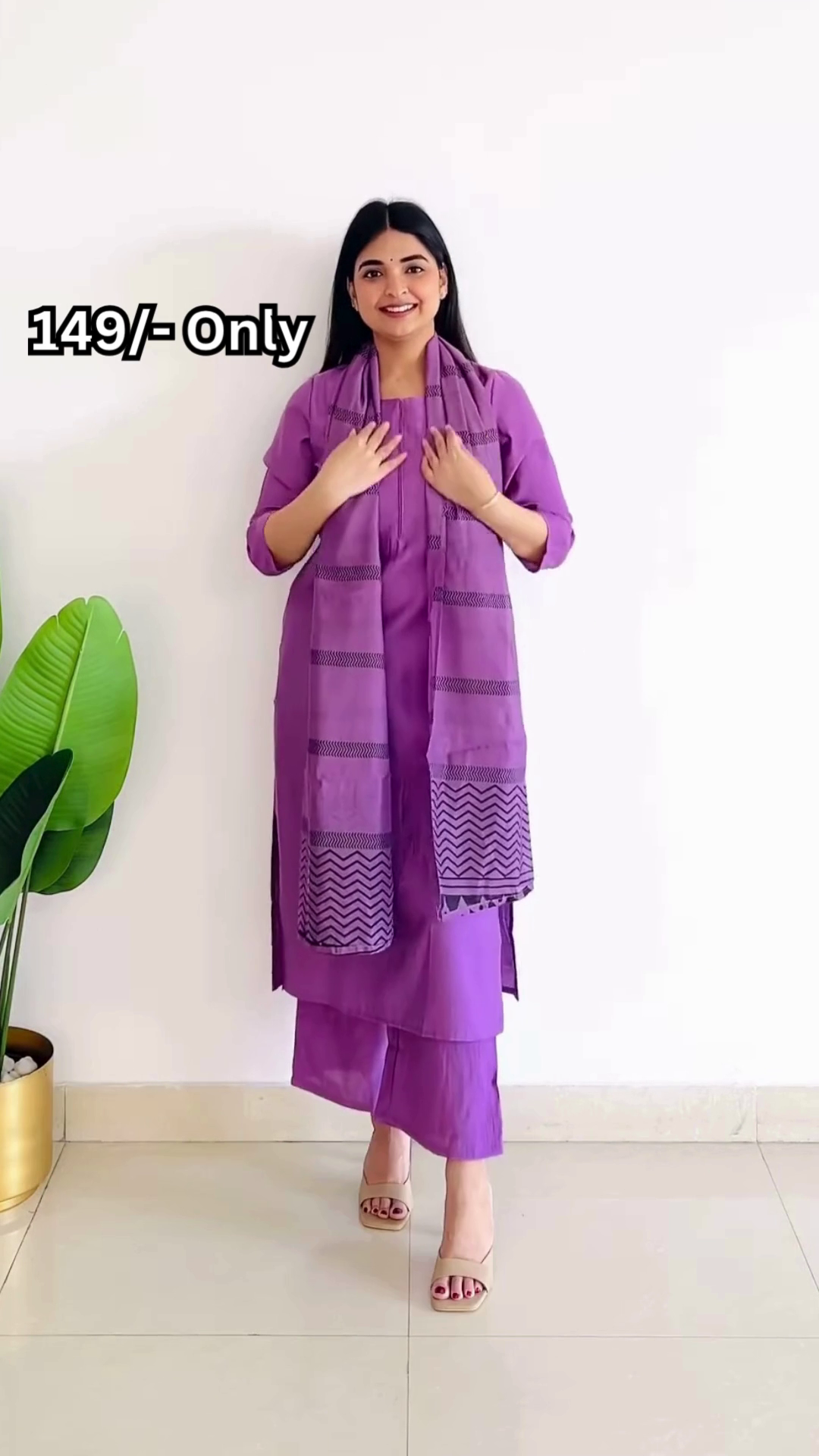 Women’s Black Kurti with Printed Shawl Dupatta - Image 2