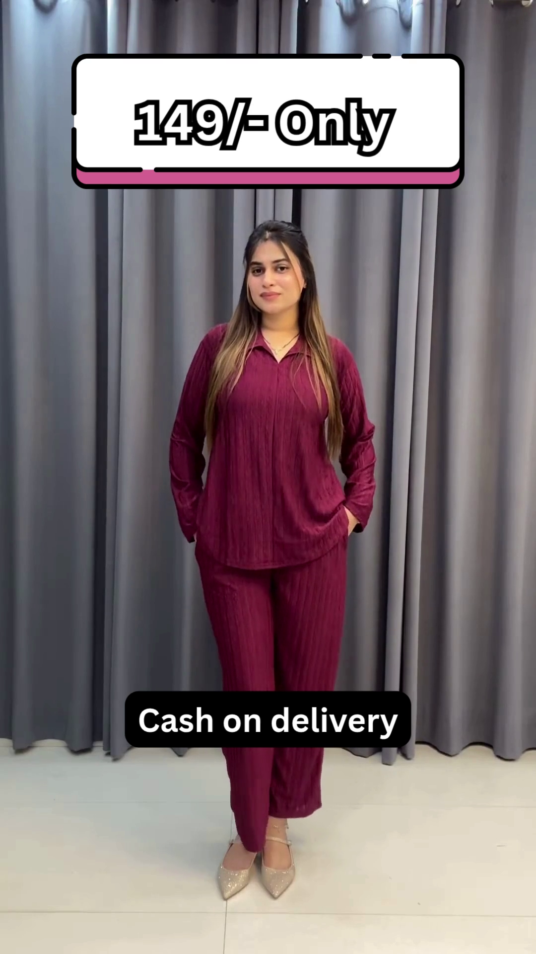 Women’s Maroon Belted Kurti with Matching Straight Pants – Casual Ethnicwear with Layered Elegance