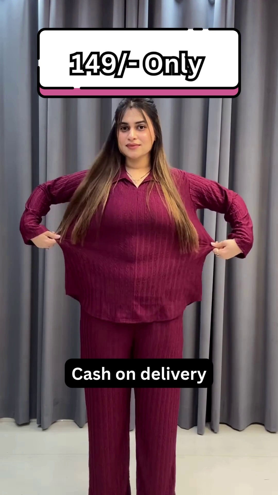 Women’s Maroon Belted Kurti with Matching Straight Pants – Casual Ethnicwear with Layered Elegance - Image 4