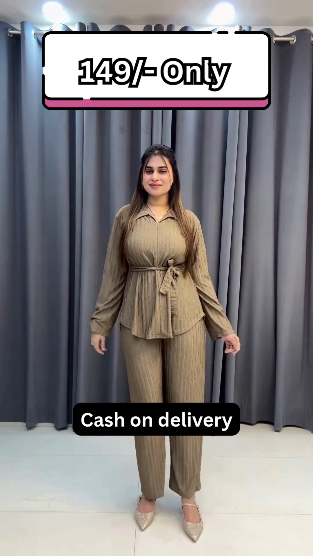 Women’s Maroon Belted Kurti with Matching Straight Pants – Casual Ethnicwear with Layered Elegance - Image 2