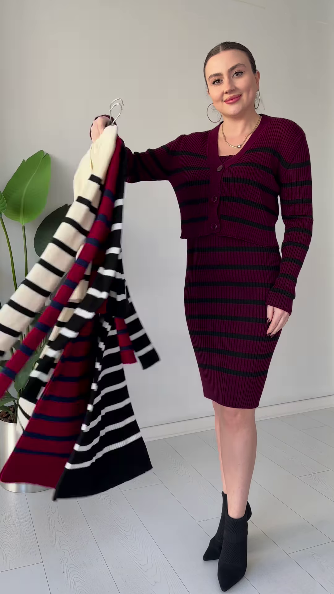 Striped Knit Co‑ord Dress Set – Chic, Stretchy, and Ready to Dress Up or Down - Image 3