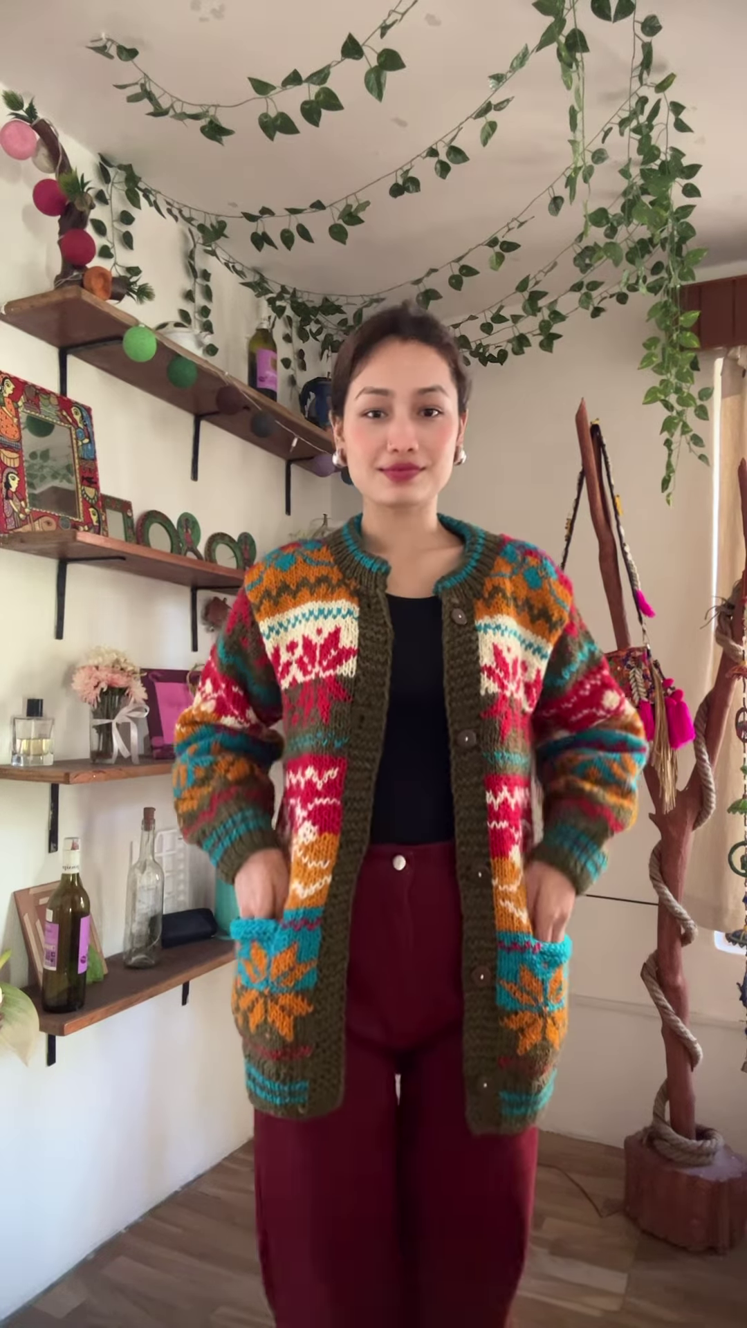 Multicolor Knitted Cardigan & Jogger Set 🎨 Boho-Chic Comfortwear - Image 3