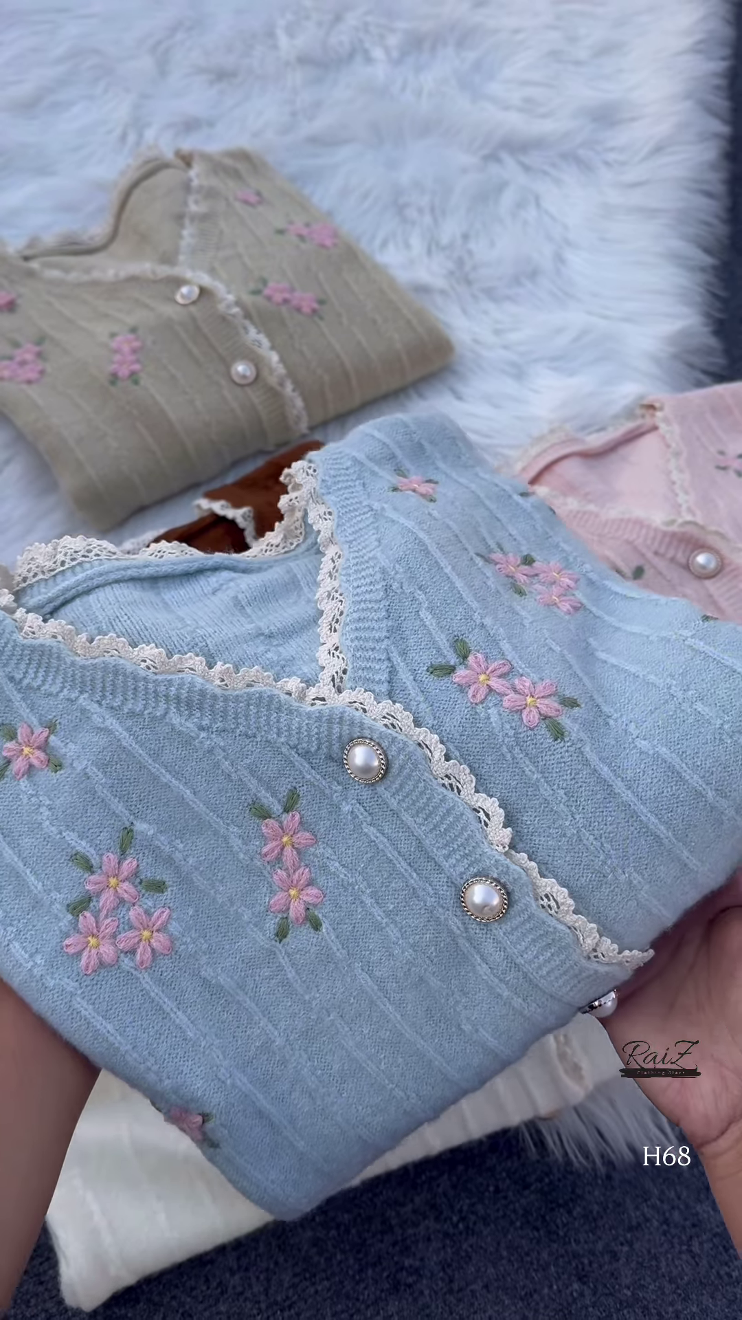 Lace-Trimmed Floral Embroidered Cardigans 🌷 Available in Pink, White & Brown - Image 4