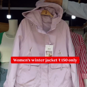 Women's Black Winter Jacket 🖤 Hooded Zip-Up with Pockets – Cozy & Minimal