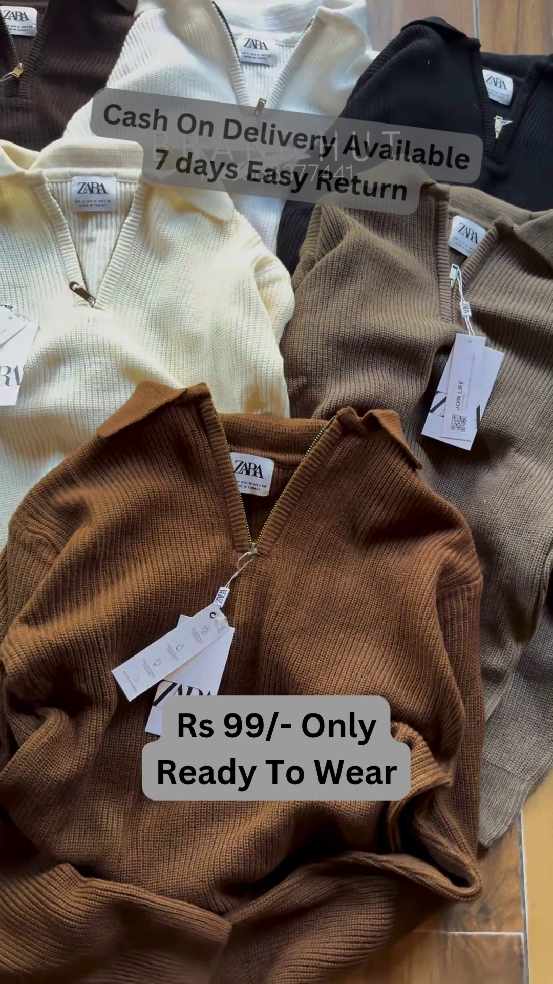 Solid Knit Sweaters 🧶🧺 With Ribbed Texture – Brown, White, Cream & Black Variants - Image 2