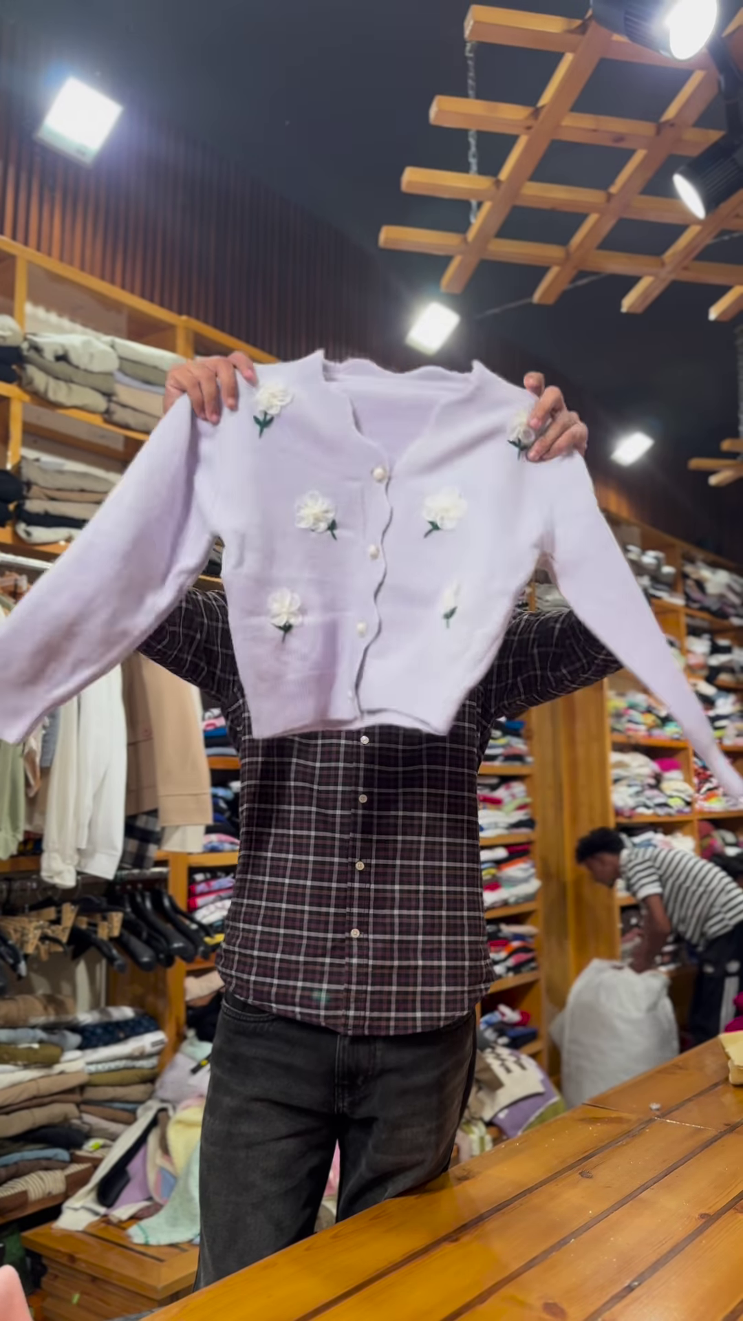 Floral Embroidered Knit Cardigans 🌸🧶 With Pearl Buttons – Purple, Blue & Pink Variants - Image 2