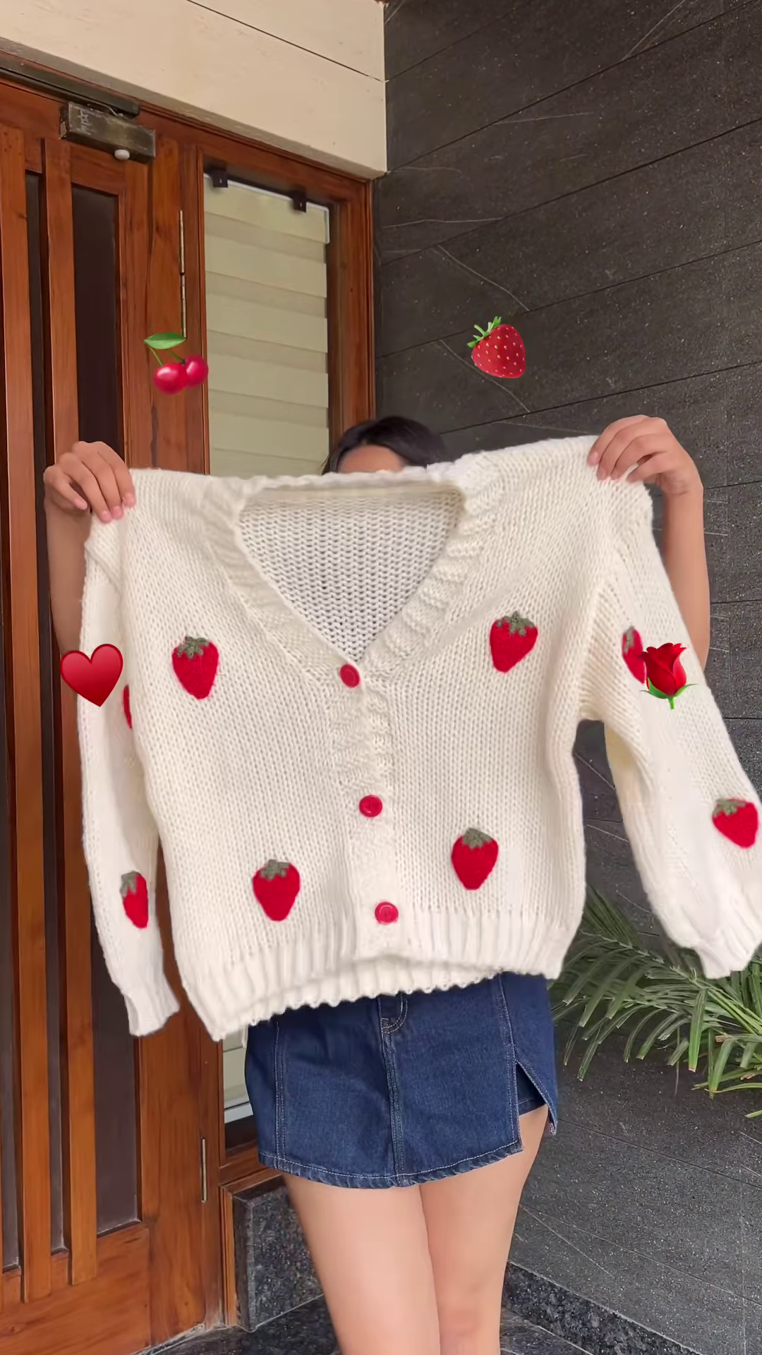 Whimsical Knitwear Collection 🍓🧶✨ – Strawberry, Furry Beige & Abstract Cream Variants - Image 3