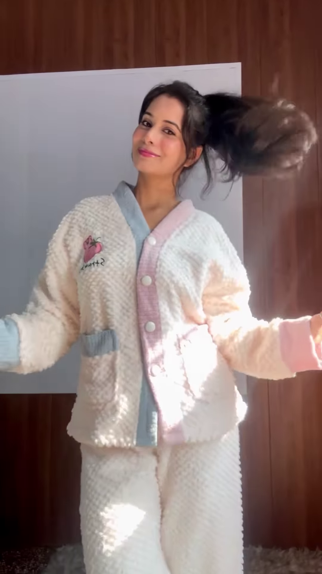 Plush & Fuzzy Co-ord Sets 🧸❄️ With Embroidery & Pastel Charm – Blue, Strawberry & Dog Variants - Image 6