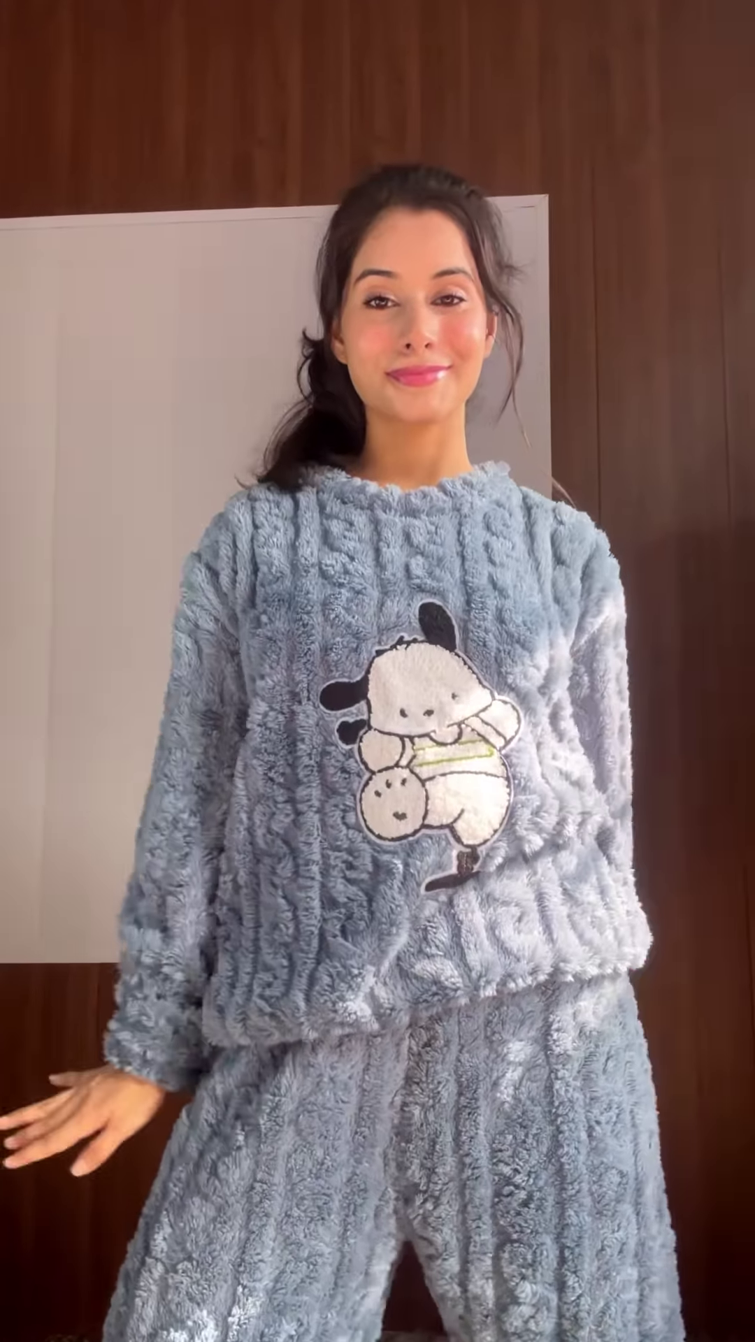 Plush & Fuzzy Co-ord Sets 🧸❄️ With Embroidery & Pastel Charm – Blue, Strawberry & Dog Variants - Image 4