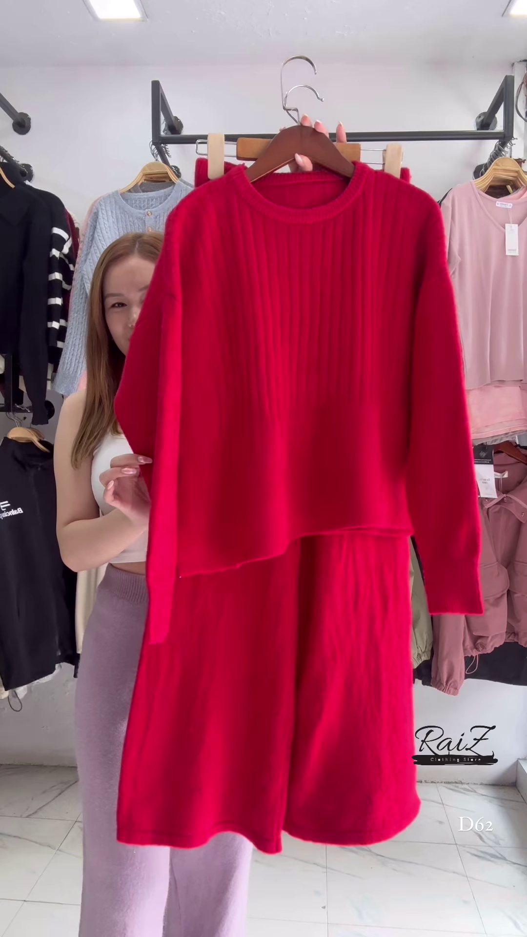 Solid Knit Co-ord Sets 🧶🖤 With Sweater & Matching Bottoms – Black, Red & Purple Variants - Image 3